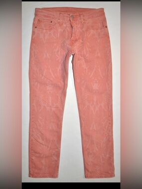 Levi's Coral Pink Straight Jeans with Subtle Pattern